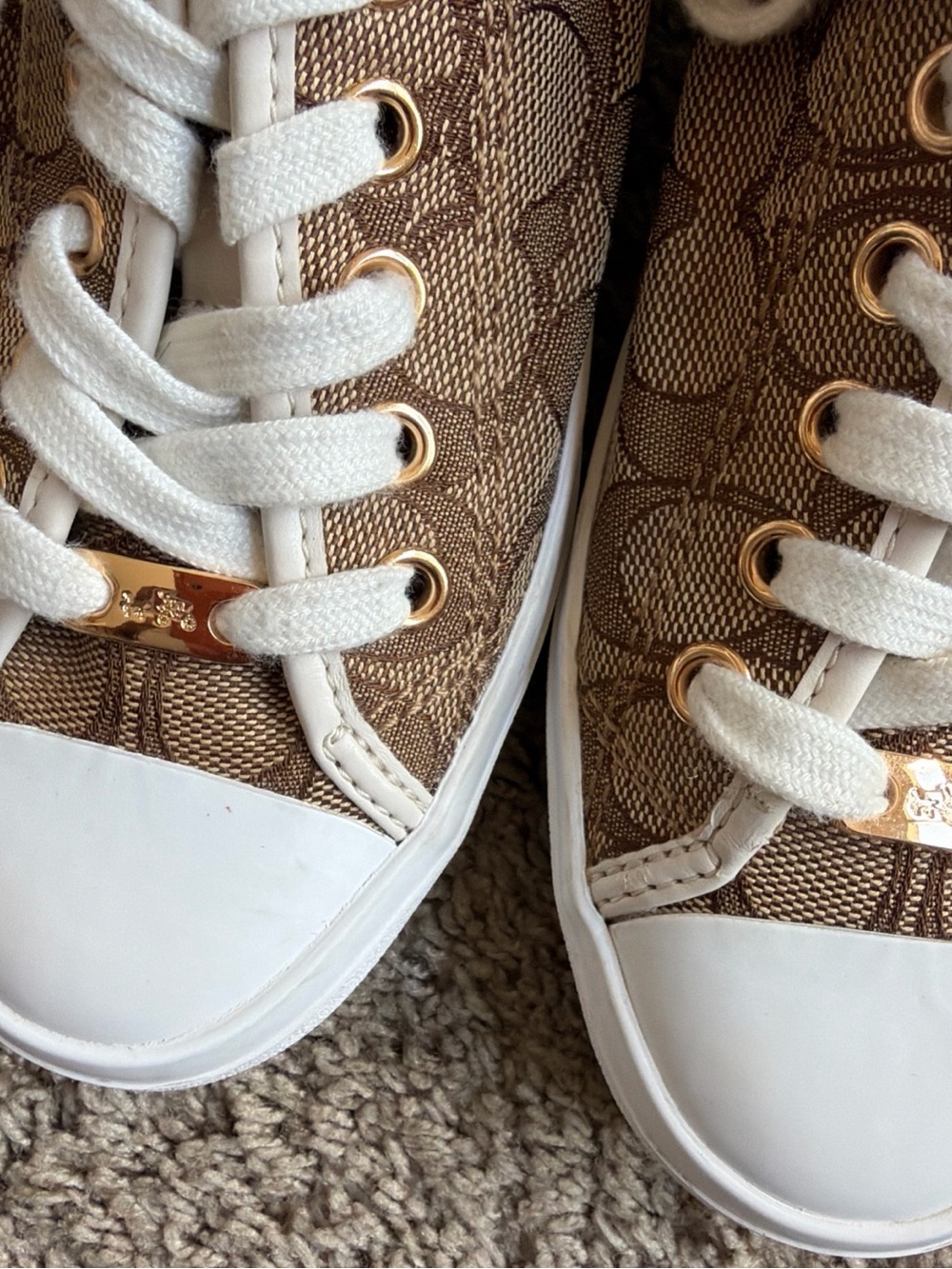 Coach Tan Signature Canvas Low-Top Sneakers with White Accents - Picture 7 of 7